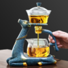 Golden Deer Design Magnetic Semi-Automatic Glass Tea Set